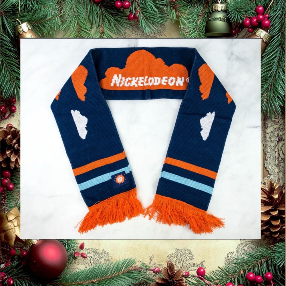 Nickelodeon Vibrant Blue Orange Knit Scarf Kid’s Colorful Cozy Winter Like New